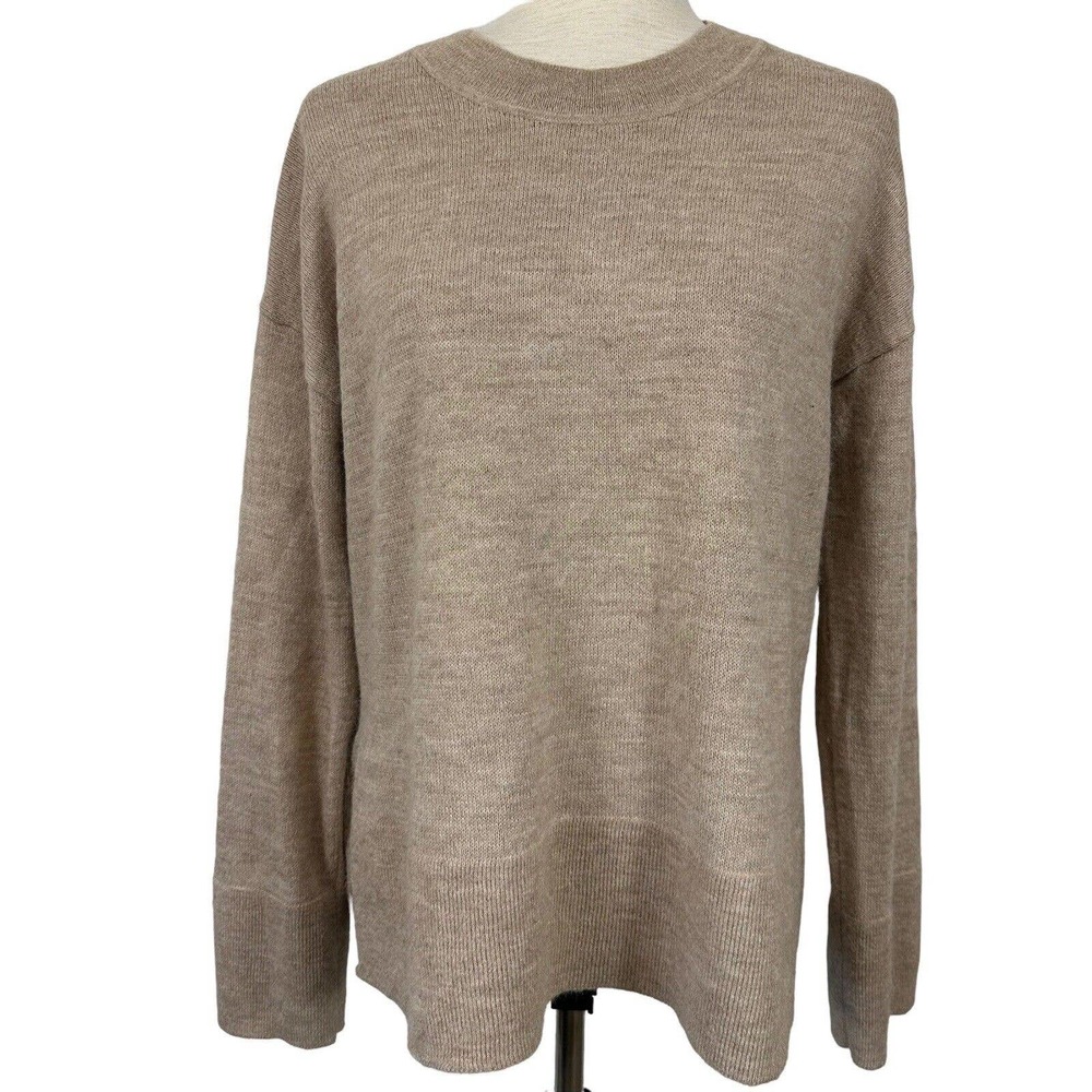 Banana Republic Sweater Women Medium Beige Alpaca Blend Relaxed Crew Neck Tunic